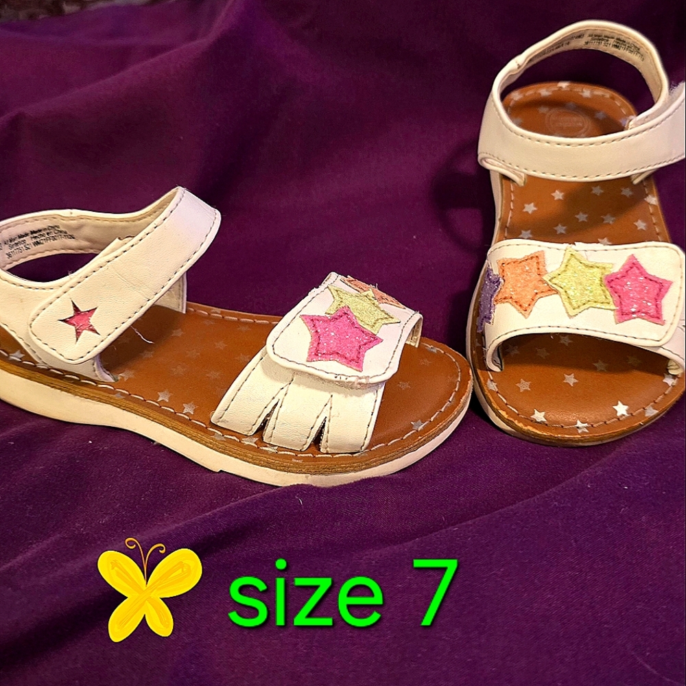 Wonder Nation Toddler Girl's Starry White Sandals